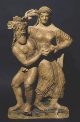 メナドとサテュロス、Satricumを描いたAntefix